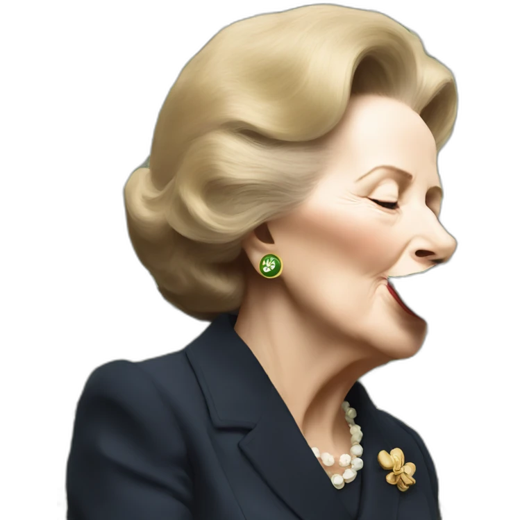Margaret thatcher kissing money emoji