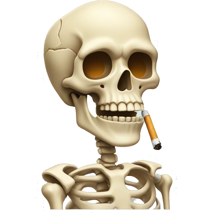 beige skeleton with a cigarette in his mouth emoji