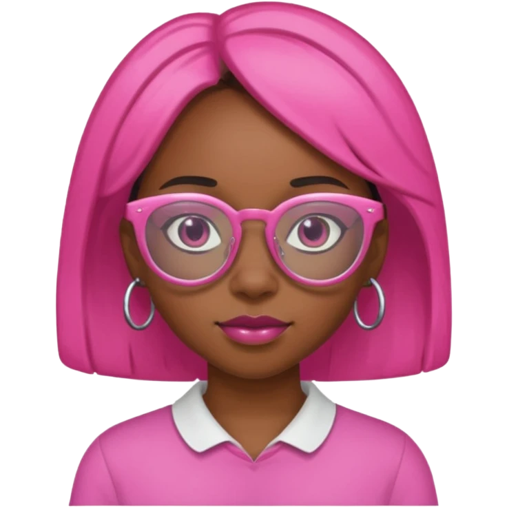 Black girl with pink glasses emoji