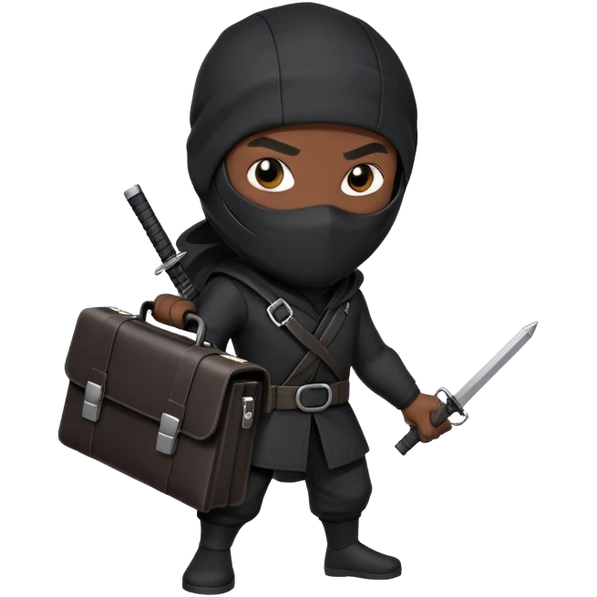 black ninja holding a briefcase emoji