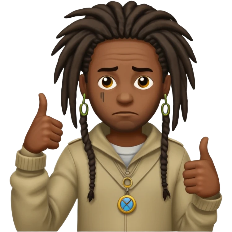 Thumbs down black skinned guys with dreads emoji