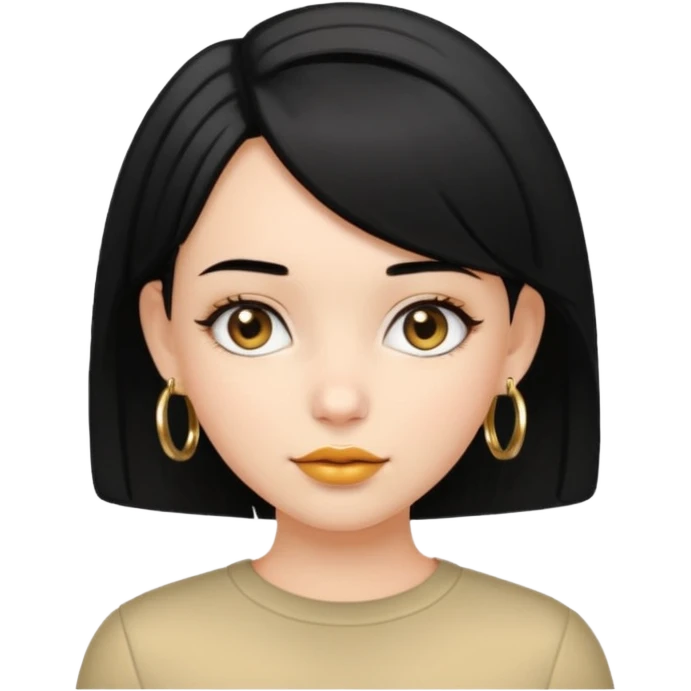 girl with bob black hairstyle and big earrings emoji