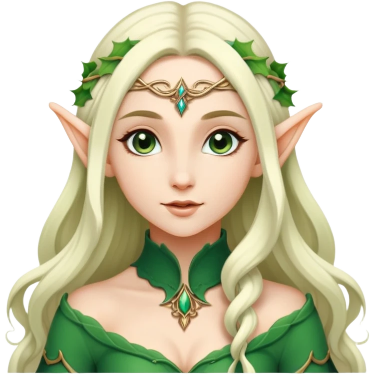 beautiful female elf with flowing hair, elegant features, graceful pose emoji