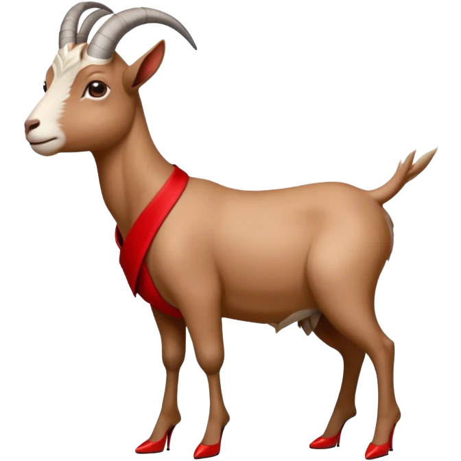Goat wearing a red dress on high heels emoji