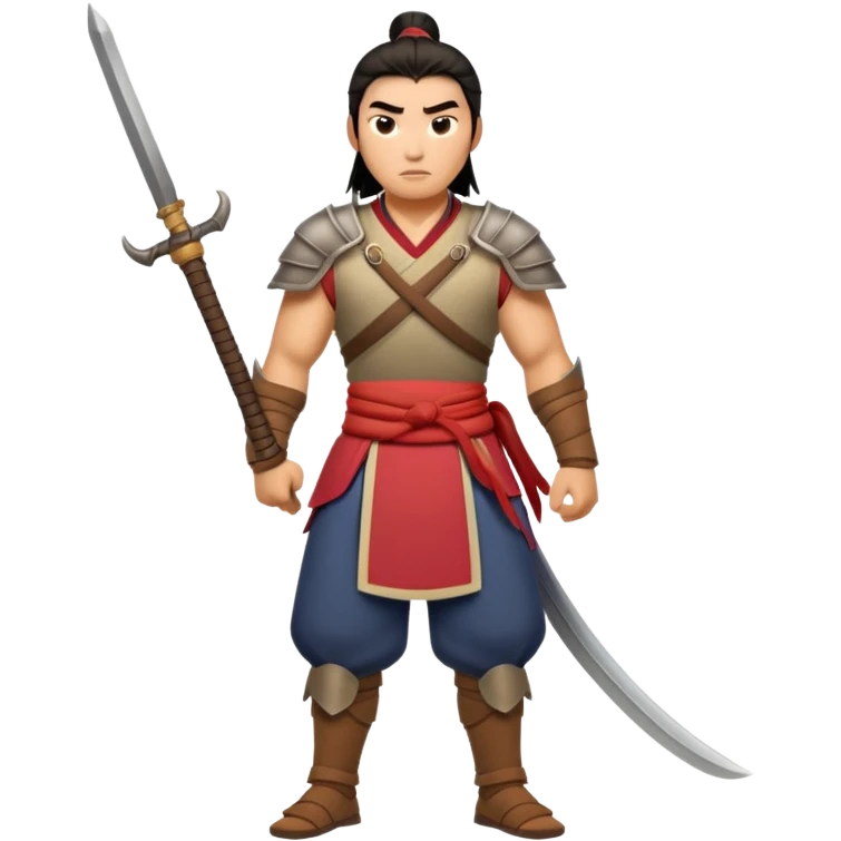 full body mean-looking Hun warrior from Mulan emoji