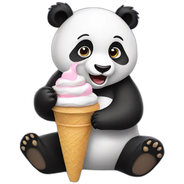 Panda eating ice cream emoji