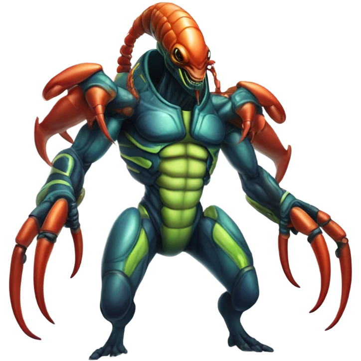 a alien male humman hybrid lobster alien military emoji