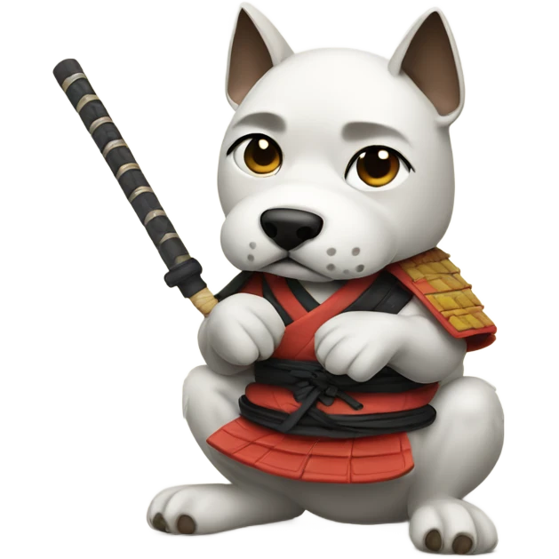 Samurai dog chewing on its own paw emoji