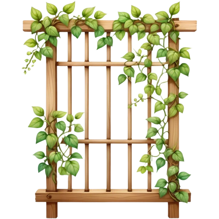 A delicate vine plant climbing a wooden trellis, painted in watercolor with soft gradients and organic details.
 emoji