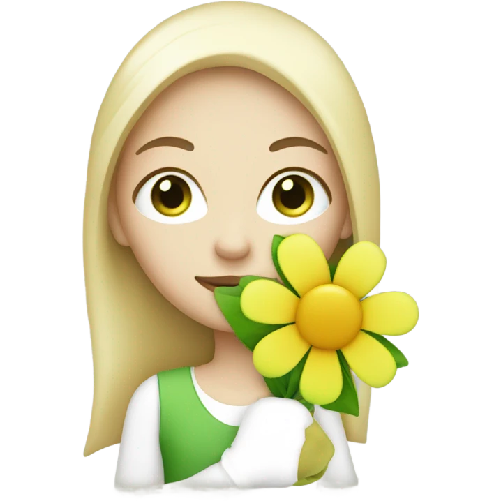 Green Eyed model with Flower emoji