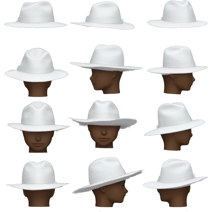 white hat only different angles, hat only emoji
