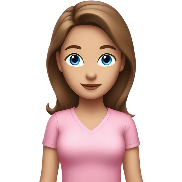 Make a girl with brown hair and blue eyes in a pink outfit emoji