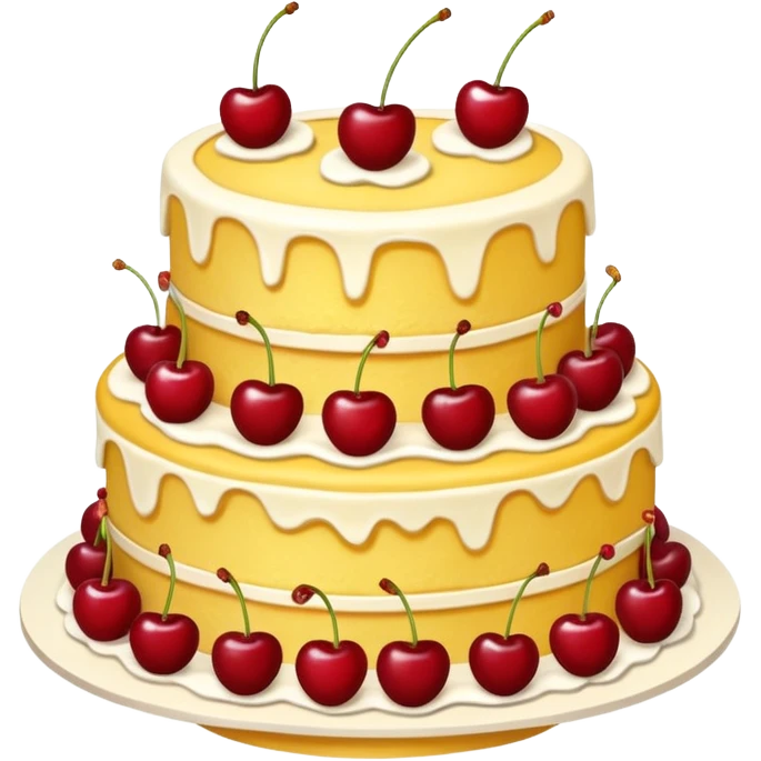 a-big-three-tiered-yellow-cake-with-some add ons emoji