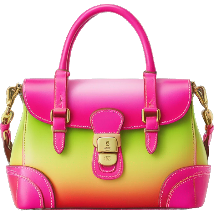 Realistic hot pink to lime green ombre Dooney and Bourke satchel purse without strap. emoji