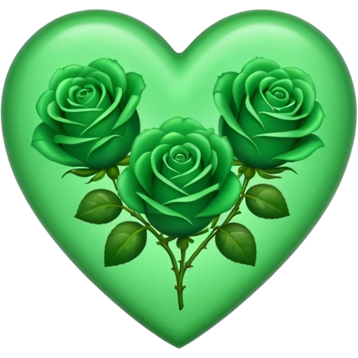 Green Heart with Little 3 green Roses  emoji