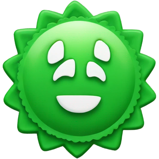 Create an emoji of a green scalloped badge that centers a bold white checkmark  emoji