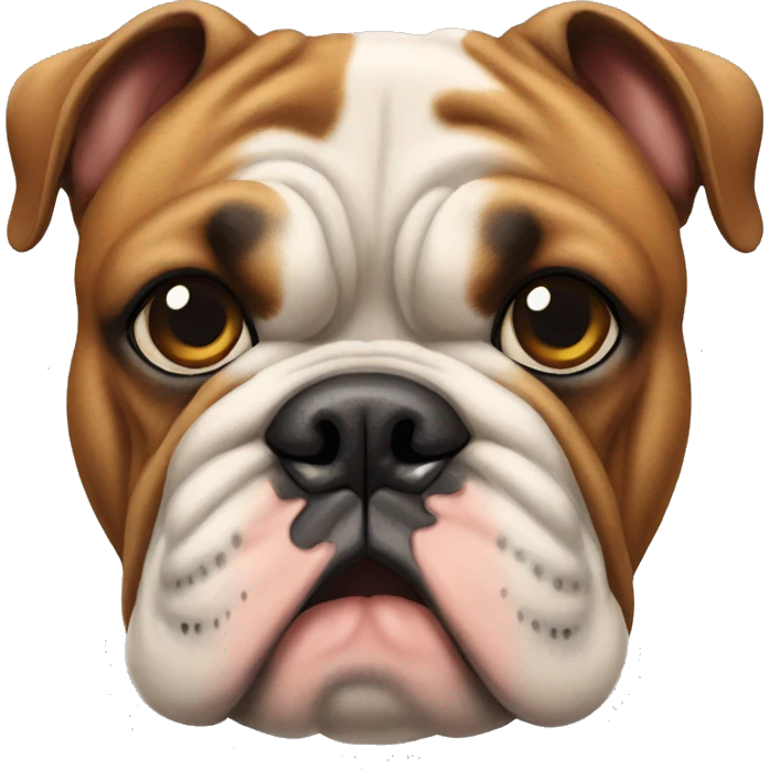british bulldog with one small brown patch on his head emoji