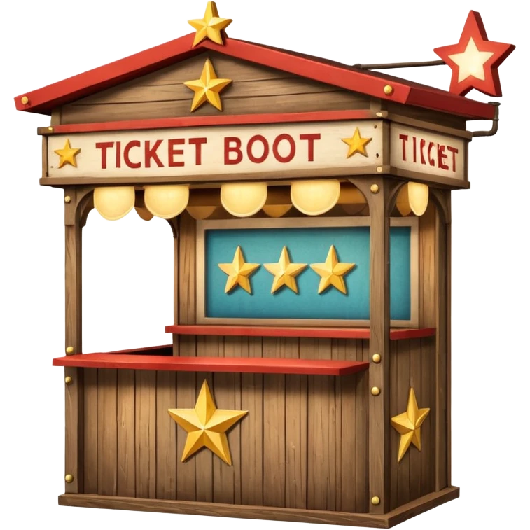 A ticket booth with retro lights and star-shaped sign. emoji