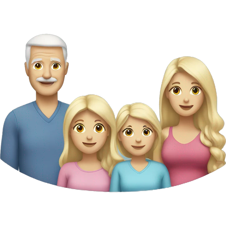 Family;blonde-grandfather, blonde-haired-pregnant-mother, blond-haired-sister emoji