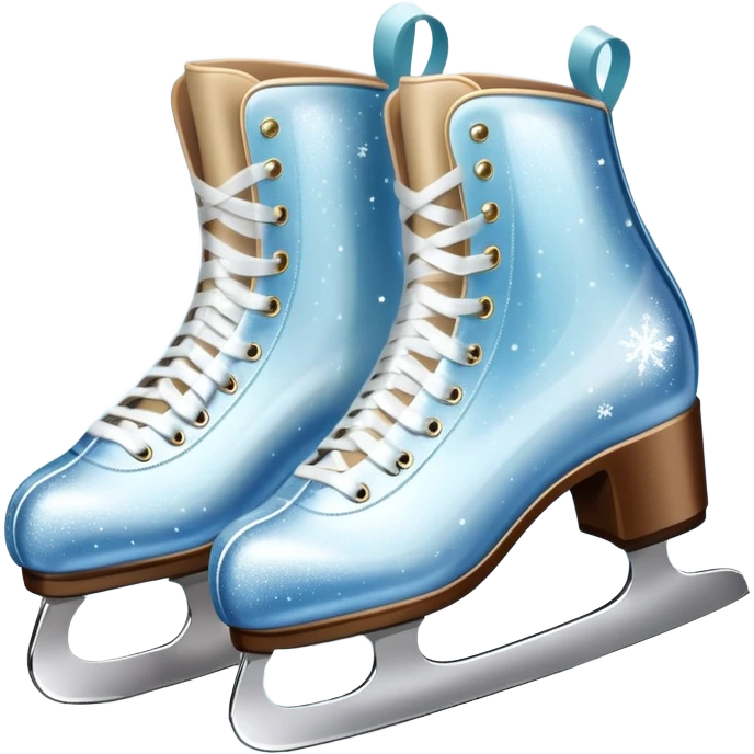 An icon showing elegant figure skates and a sparkling dress in close-up on an ice rink. The background features a graceful arena with soft lights reflecting on the smooth ice. Transparent background highlights the beauty, style, and artistry of figure skating. emoji