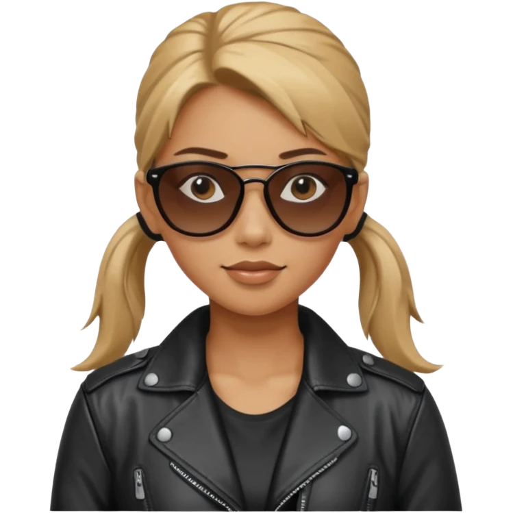 Biker Gang with Sunglasses, Woman with ponytail, sunglasses emoji