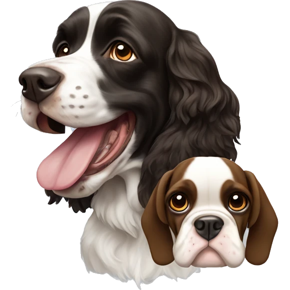 English springer spaniel with a French bulldog emoji