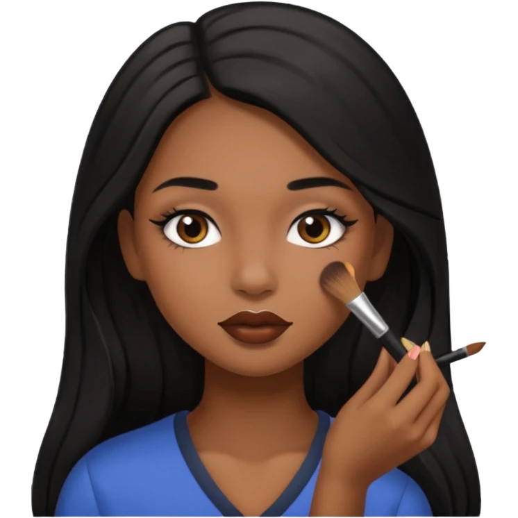 Una niña morena maquillandose con pelo largo emoji