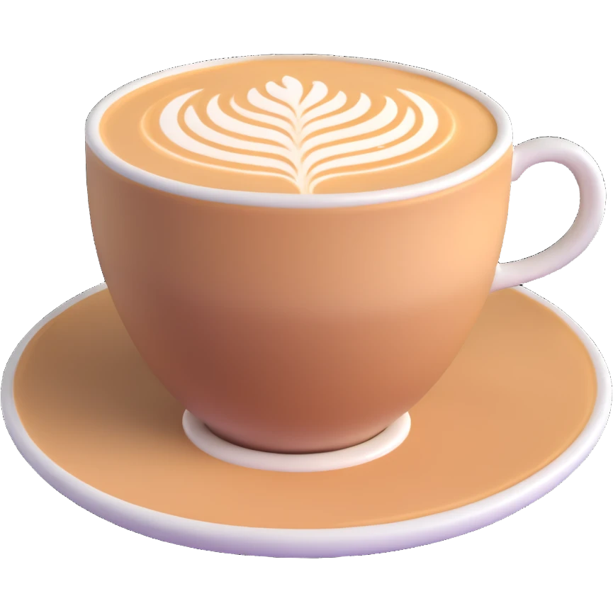 expensive artisanal latte in a cafe from upward view perspective, latte art, fancy coffee drink emoji