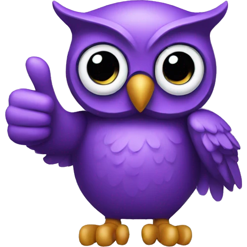 A purple owl with a thumb up. emoji
