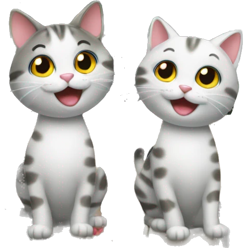 two happy cats buying a house emoji
