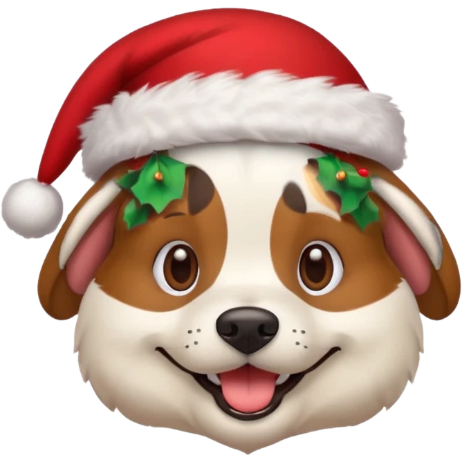 a dog wearing a christmas hat emoji