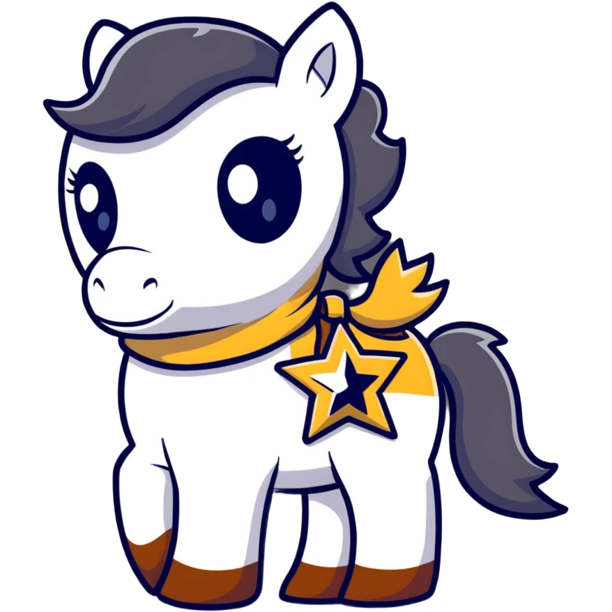 A cartoon stuffed pony with a sheriff star on its saddle blanket emoji
