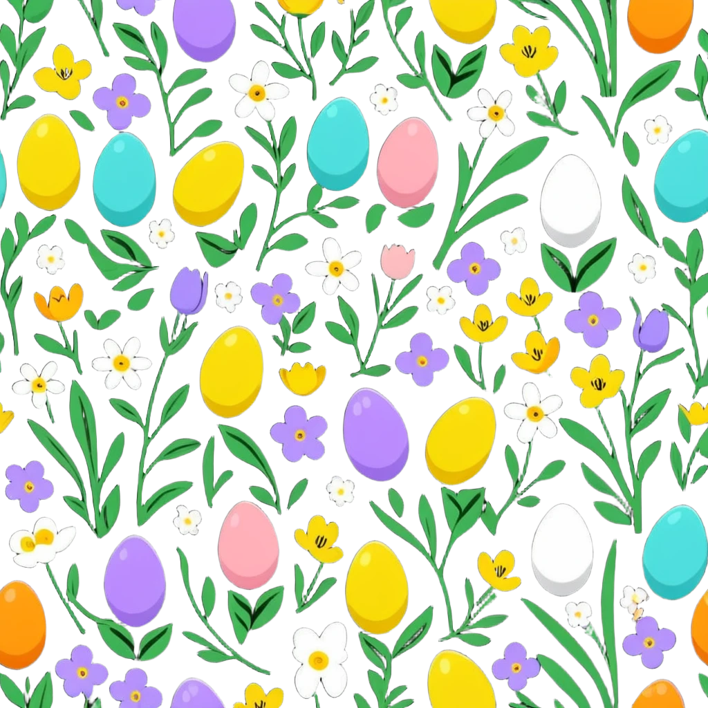 spring flowers and Easter eggs emoji