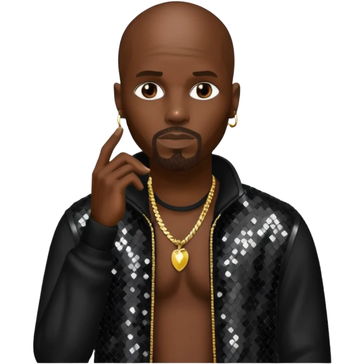 DMX with black sequin outfit emoji