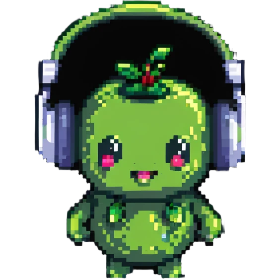 green pea wearing headphones emoji