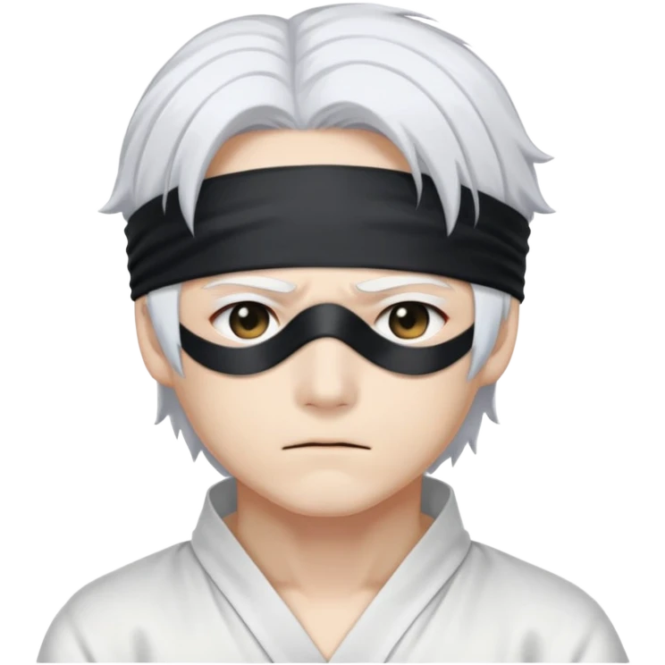 Satoru Gojo anime character with white hair and blindfold emoji