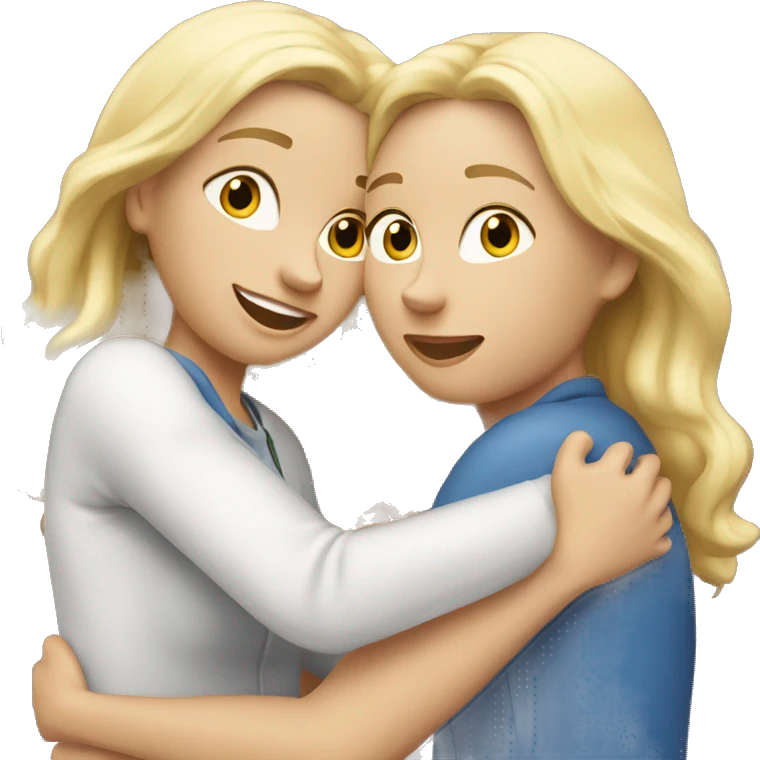 3 Caucasian blonde friends hugging emoji