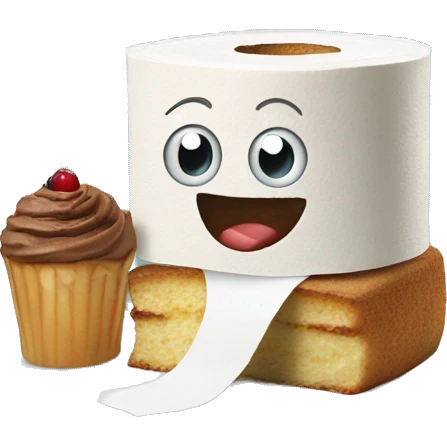 Toilet paper eating a cake on the beach emoji