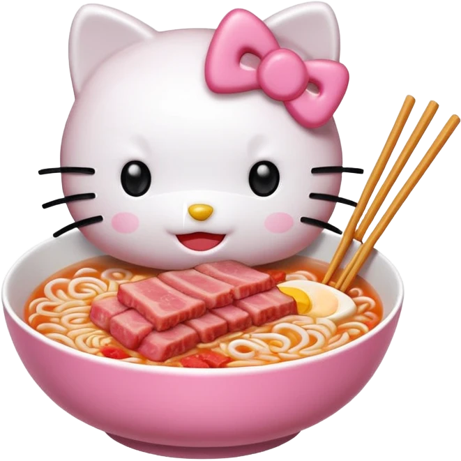 Hello kitty eating SPAM ramen emoji