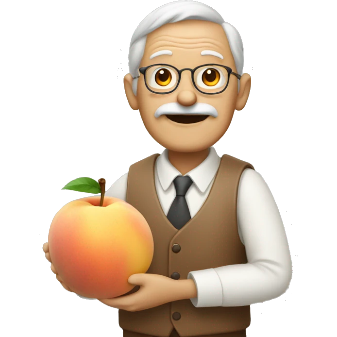 tan old man holding peach and clipboard emoji