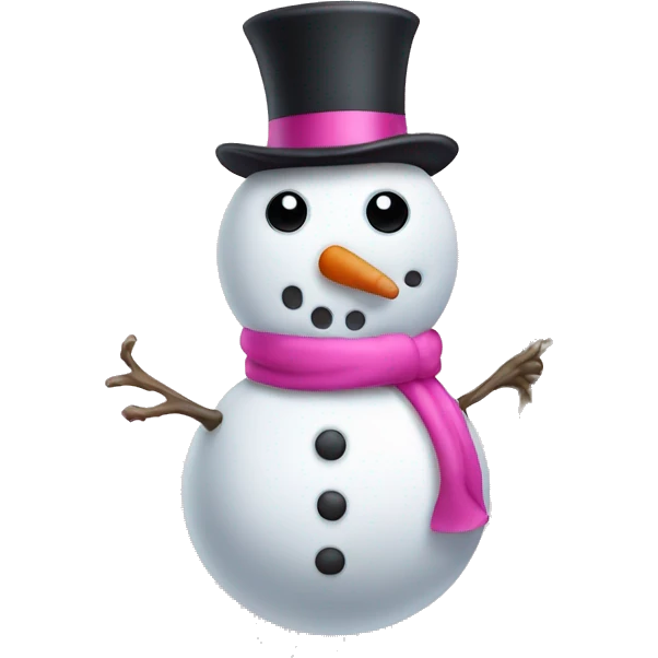 Pink snowman with stick arms and top hat  emoji