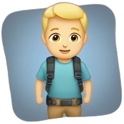 Blonde man wearing a baby inward facing in a baby carrier emoji