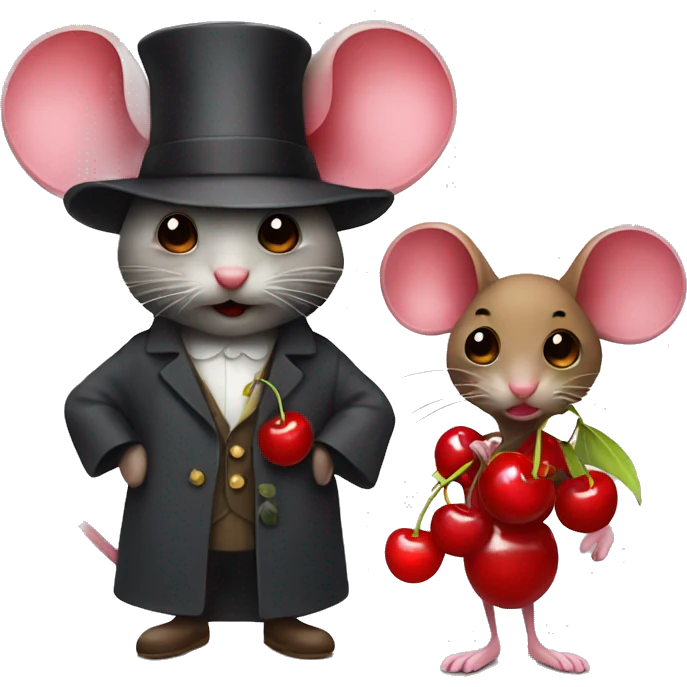 Mouse and person dressed as a cherry  emoji