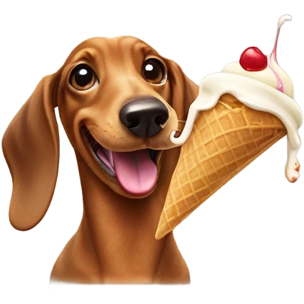 Dachshund eating ice cream emoji