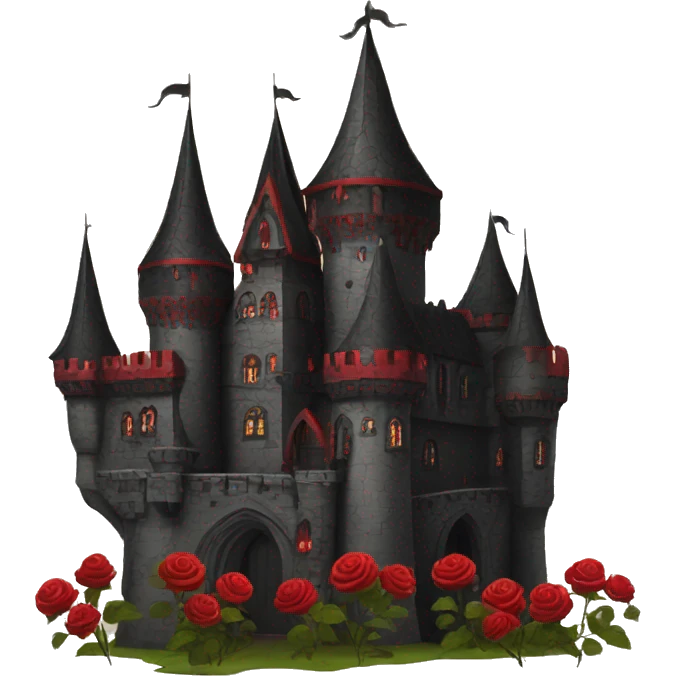 Black and red gothic castle with roses emoji
