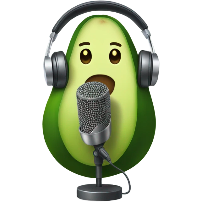 avocado recording with headphones and microphone emoji