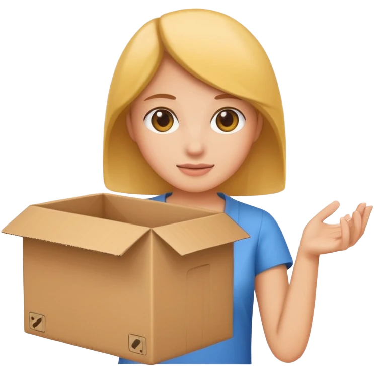 woman holding cardboard box emoji