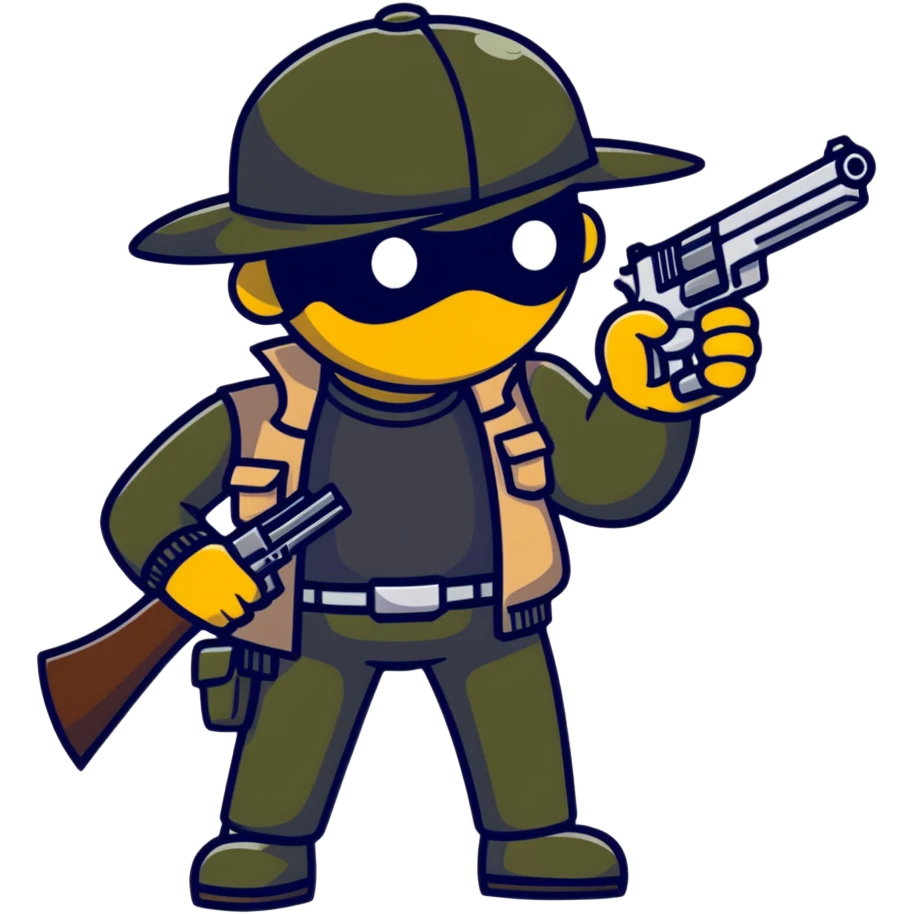 Doddieman character with a gun emoji