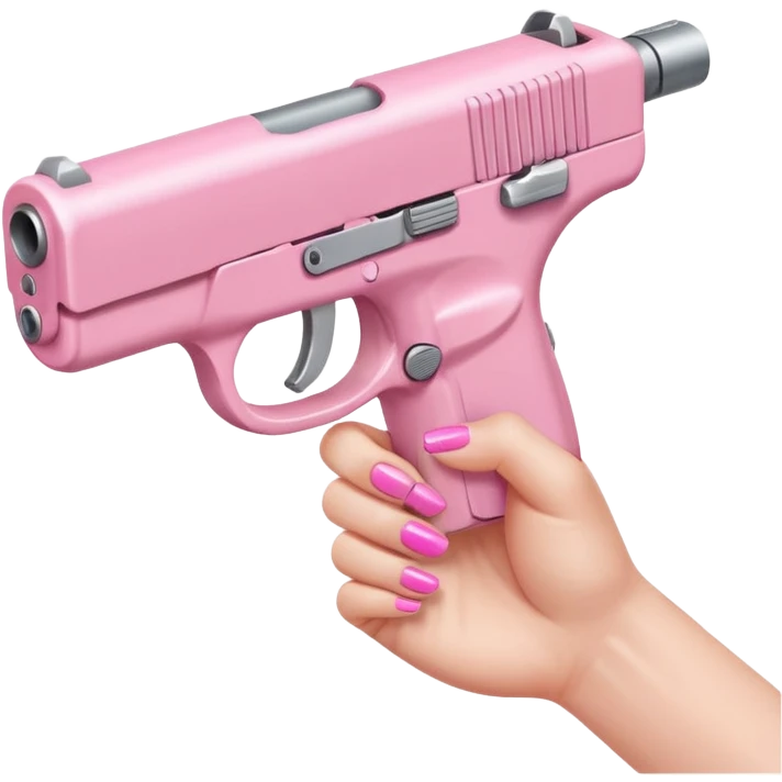 feminine hand with pink nails holding a small pink handgun emoji