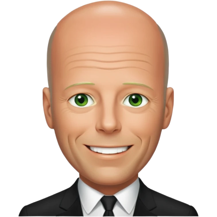 Bruce Willis with green eyes, black Oscar suit emoji